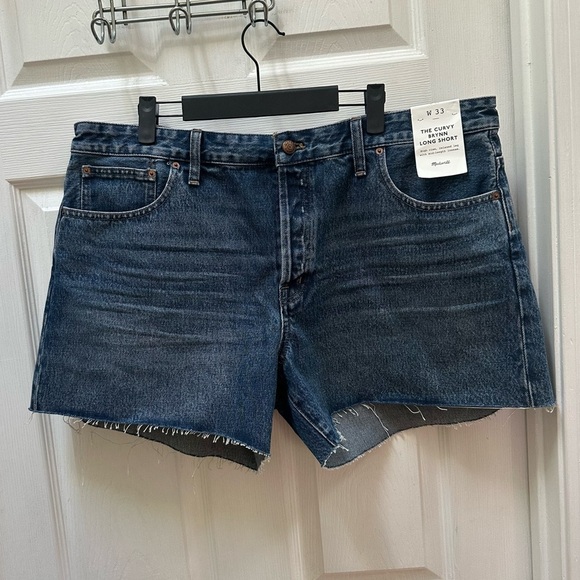 NWTMadewell The curvy brynn long short blue Jean Shorts 33 - Picture 2 of 11